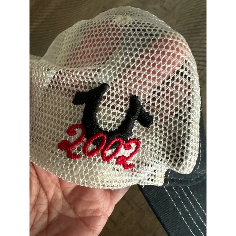 True Religion World Tour Buddha Trucker Hat Mesh Snapback Black Off-White Y2K